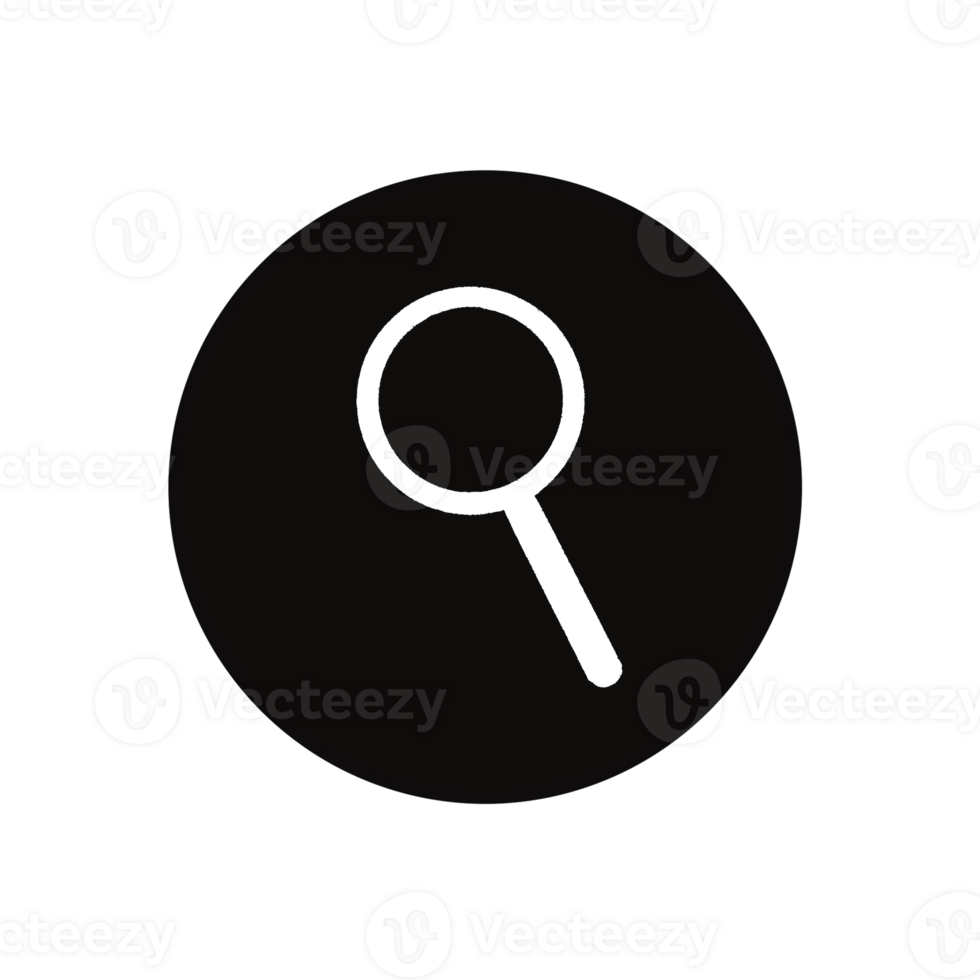 Search Icon Illustration Simple Hand-Drawn Magnifying Glass for Web and App Interface inside black circle png