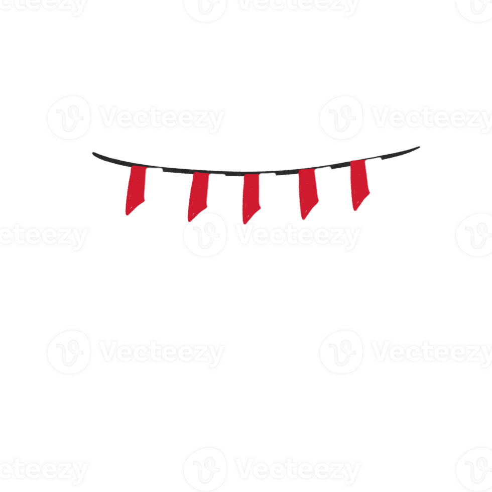 Cute Red and White Bunting Flags Indonesian Independence Day Illustration png