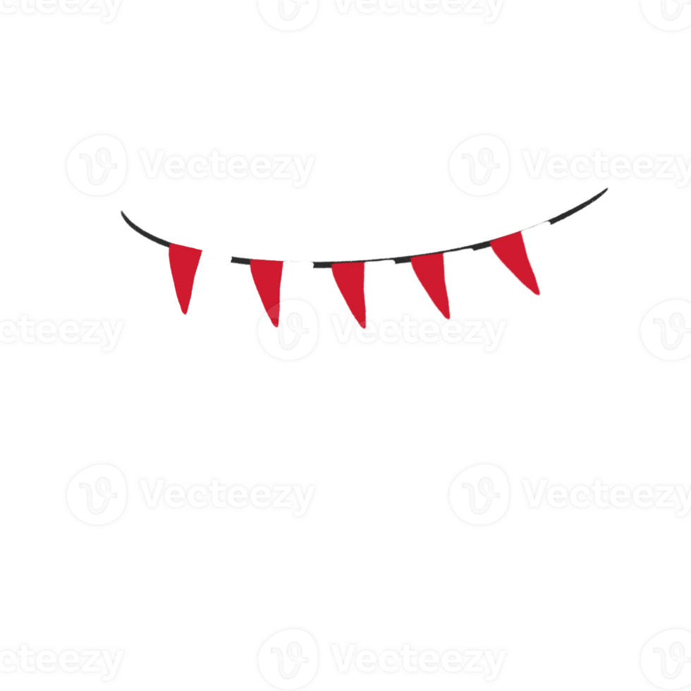 Cute Red and White Bunting Flags Indonesian Independence Celebration Illustration png