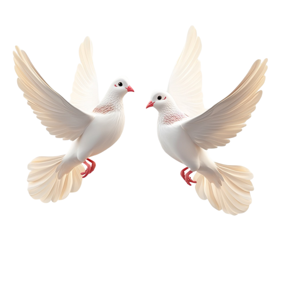 Two white doves flying together in harmony a symbol of peace love and unity a graceful and serene image of hope and togetherness png