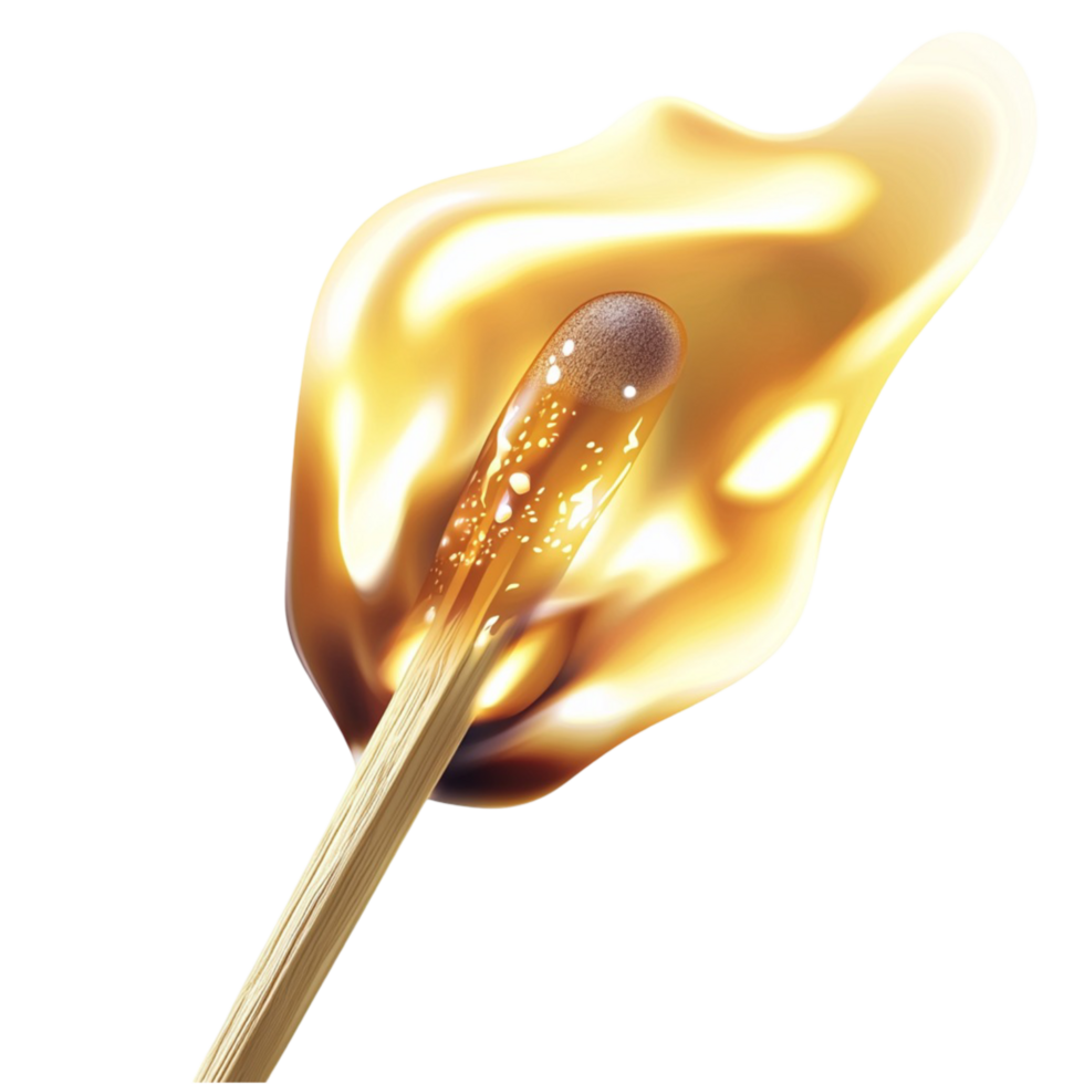 Burning matchstick with a bright flame a symbol of fire light and energy a fleeting moment of ignition and transformation png