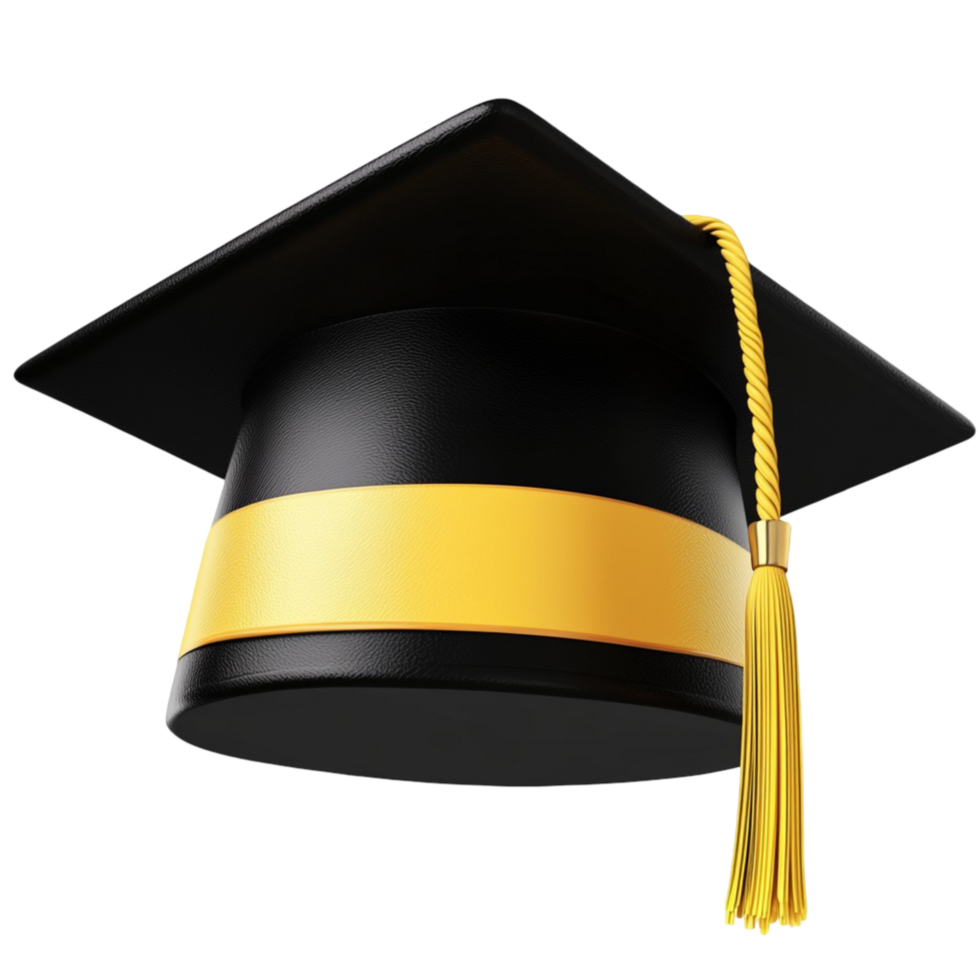 Black graduation cap with a gold tassel a symbol of academic achievement and success a milestone representing knowledge and learning png