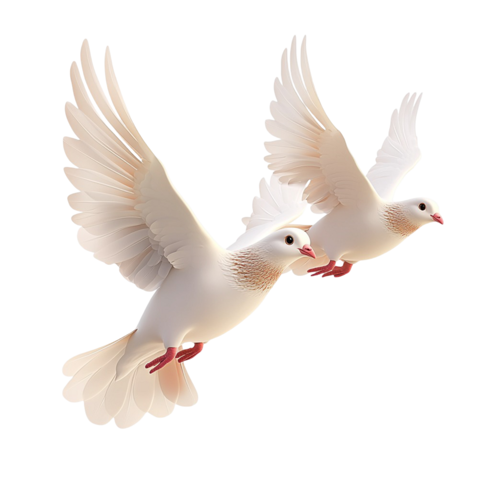Two white doves flying together in harmony a symbol of peace love and unity a graceful and serene image of hope png