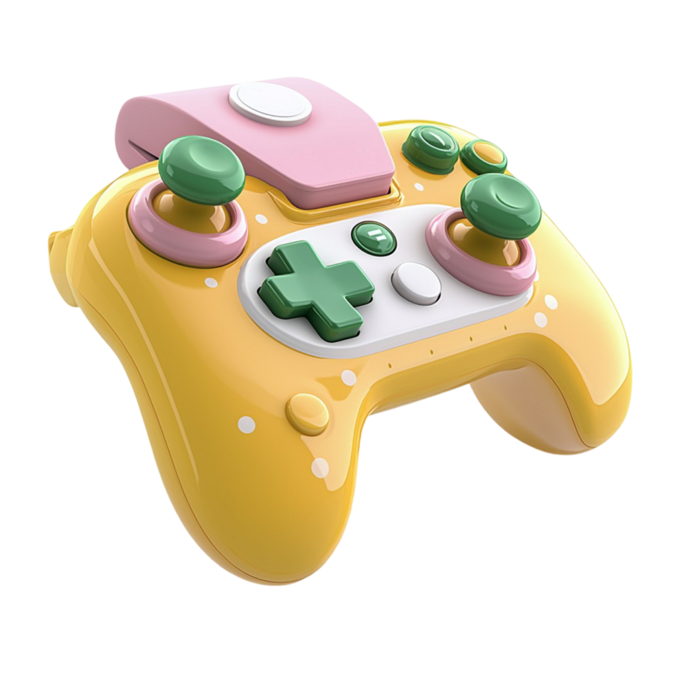 Yellow game controller with multiple buttons and joysticks a fun and interactive device for entertainment and gaming experiences png