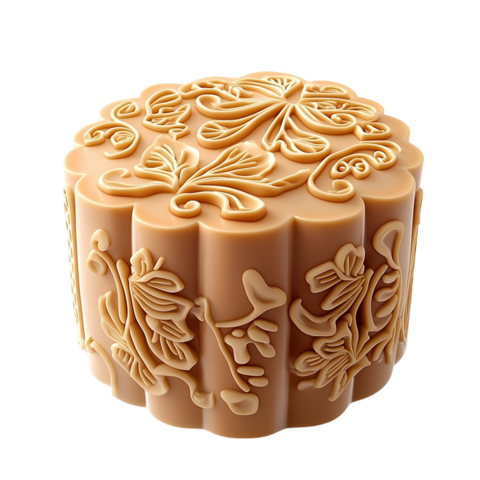 Intricately designed mooncake with detailed patterns symbolizing tradition and cultural richness a culinary delight png