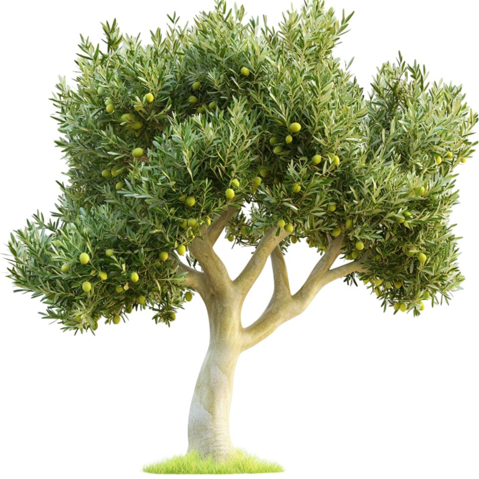Green tree with a full canopy on grassy field png