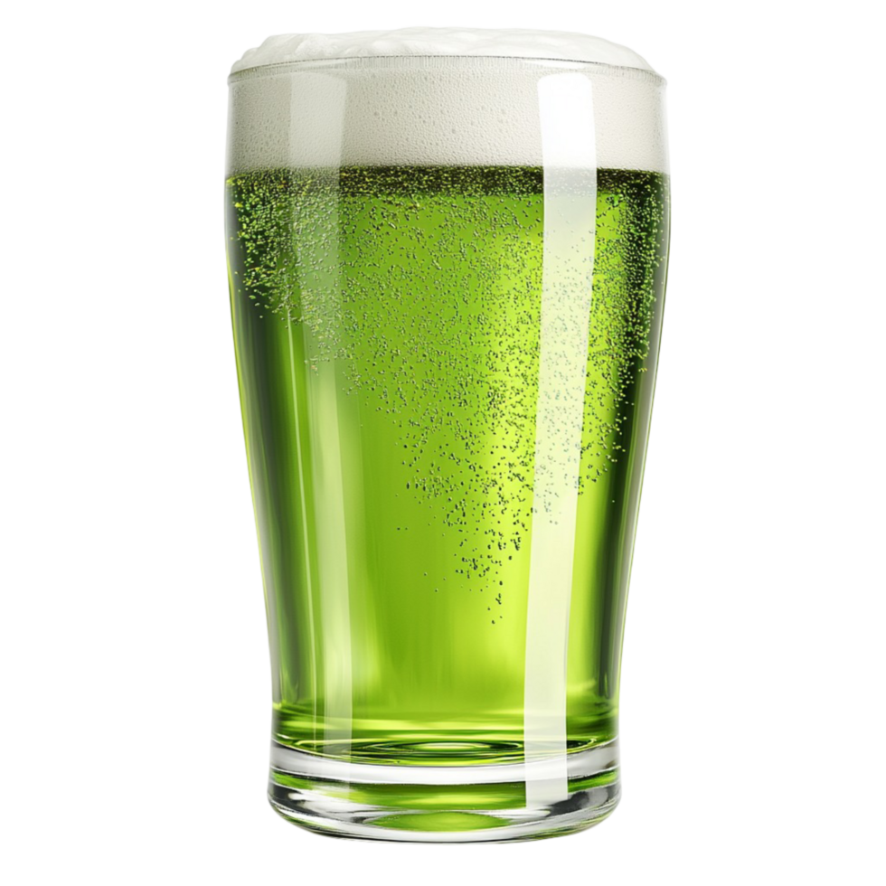 Tall glass of vibrant green liquid on a white background png
