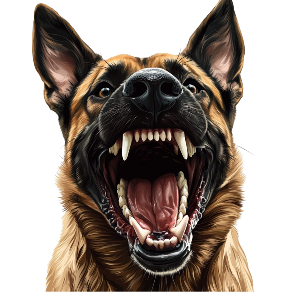 German Shepherd dog with its mouth open showing teeth png