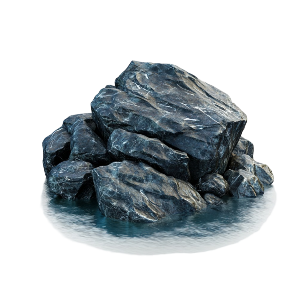 Pile of dark gray rocks or stones in a cluster png