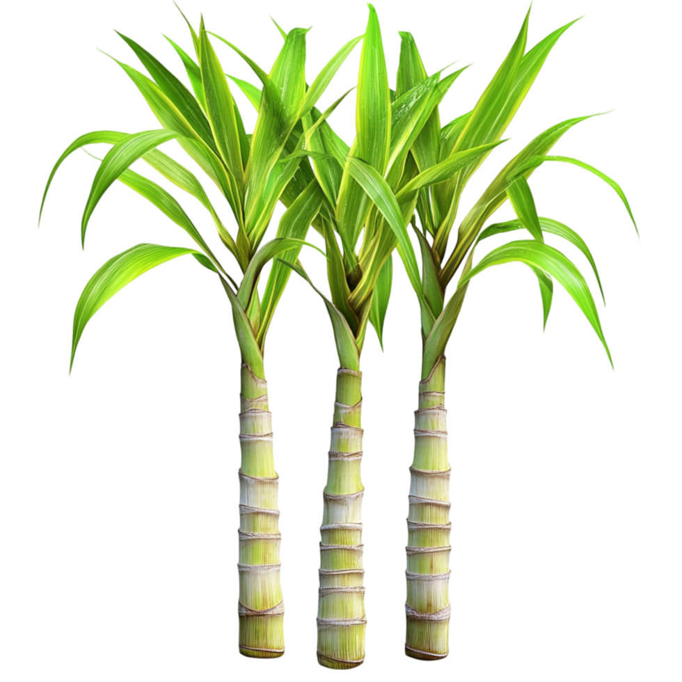 Group of tall slender palm trees with green fronds png