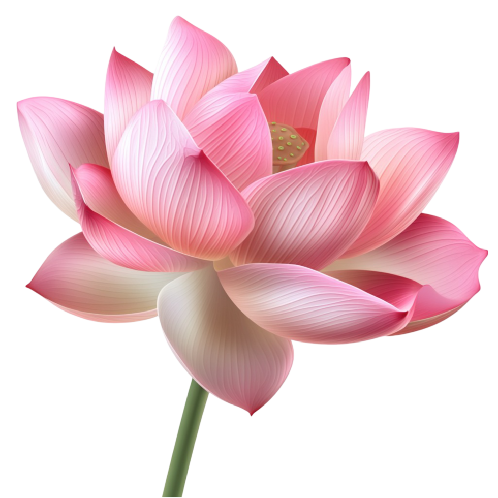 Delicate pink lotus flower with layered petals in full bloom png