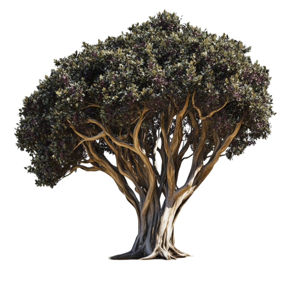 Large tree with thick sturdy trunk and twisting branches png