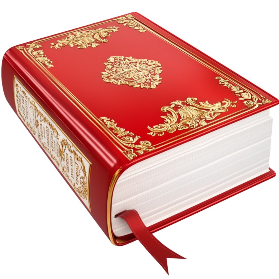Red holy book with gold embossing sacred text scripture png
