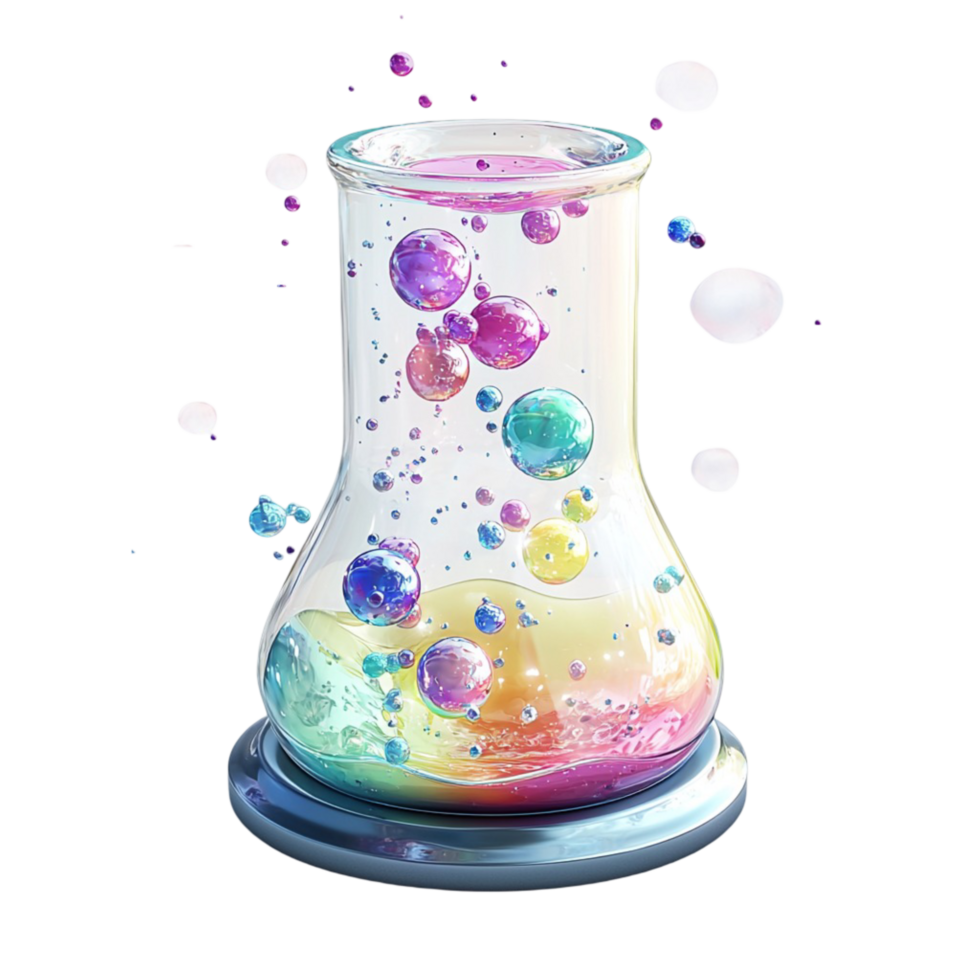 Colorful abstract liquid contained in glass jar illustration png
