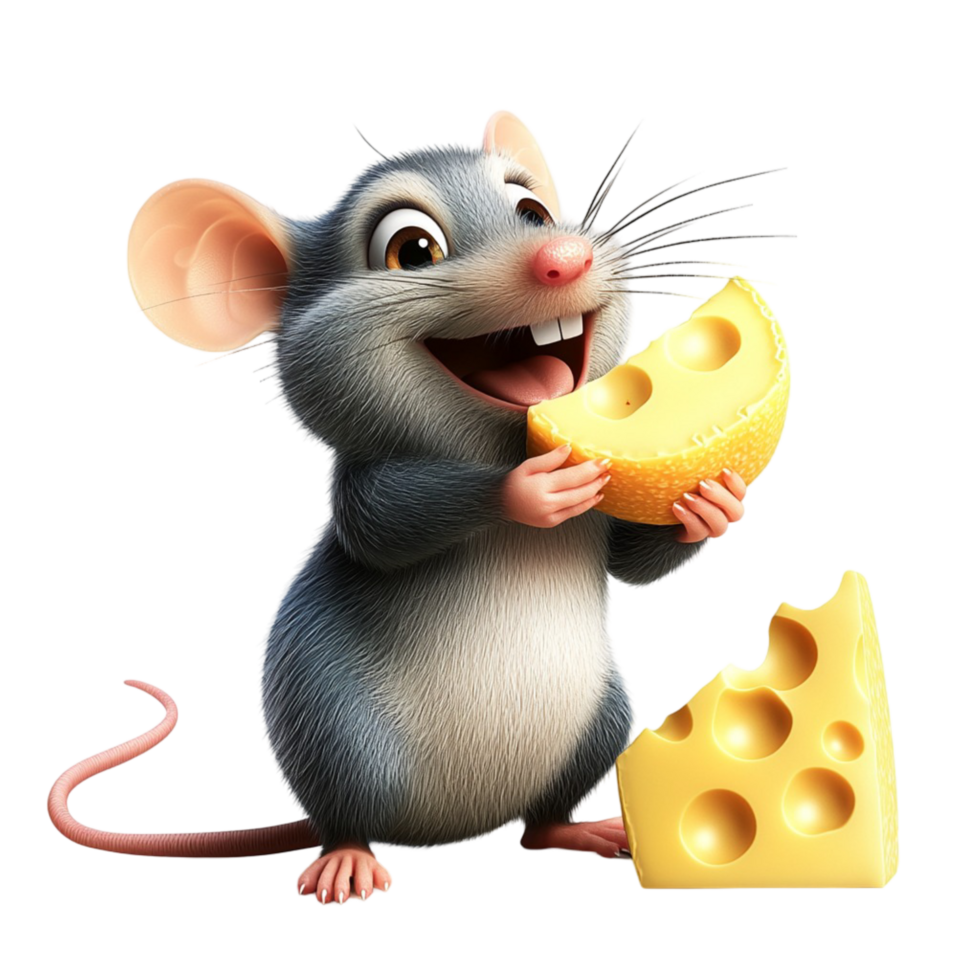 Cute mouse holding cheese slice adorable character png