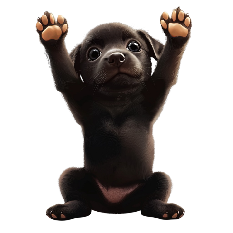 Cute black puppy sitting playful pet portrait png