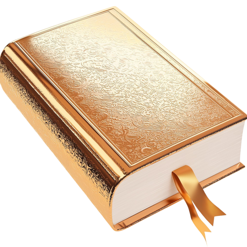 Golden book with bookmark knowledge and education png