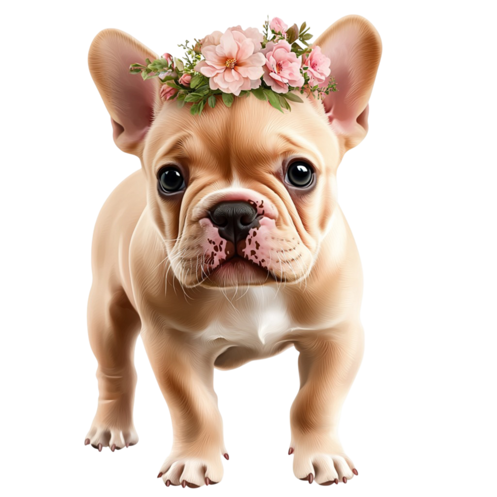 Cute french bulldog puppy standing pet portrait png