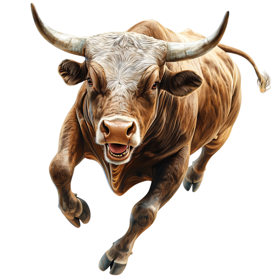 Powerful brown bull in motion powerful livestock animal png