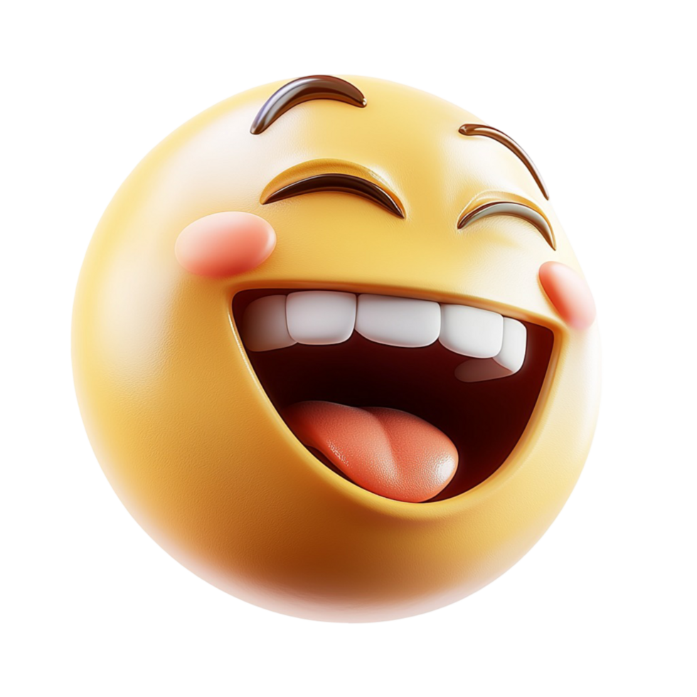Smiling emoji face laughing out loud expressive icon png