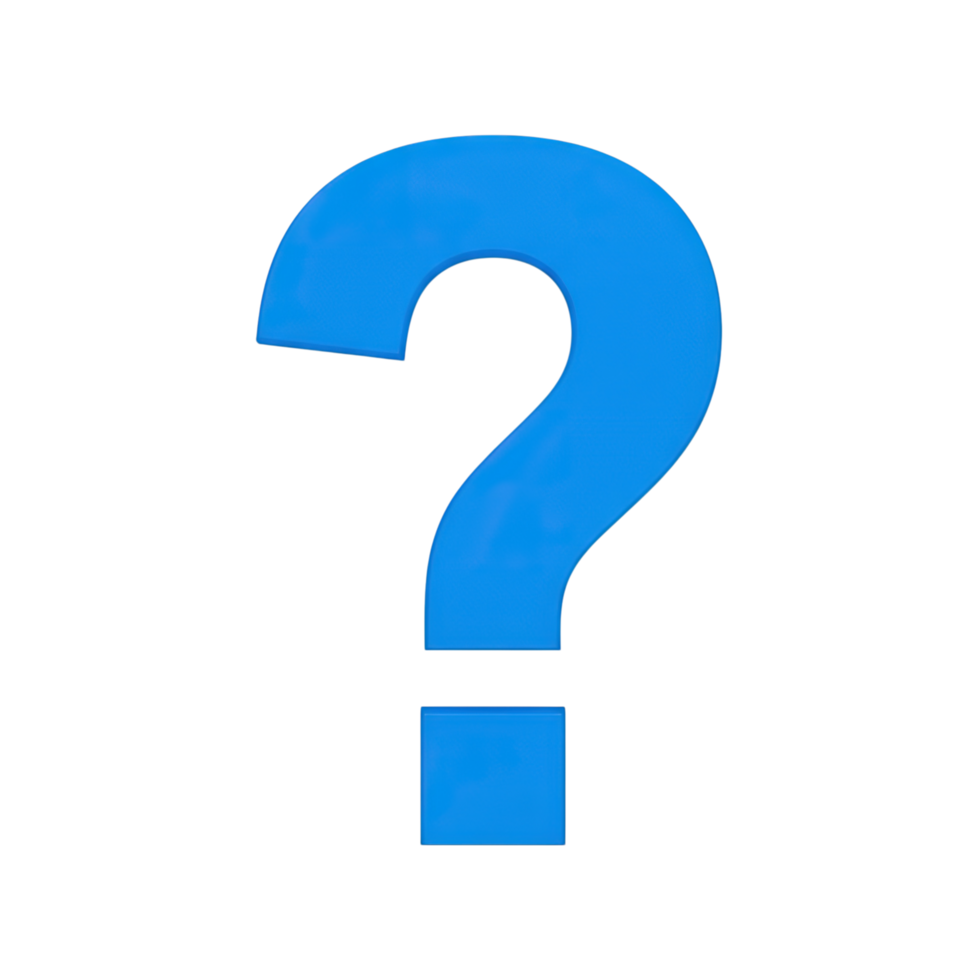 A bold, bright blue question mark symbol stands out against a clean white background, representing inquiry and the unknown png