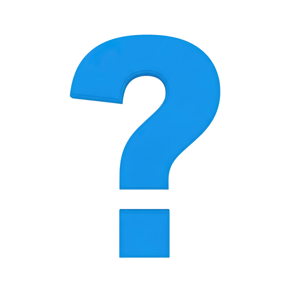Bright blue question mark symbol isolated on transparent background for queries and uncertainty png