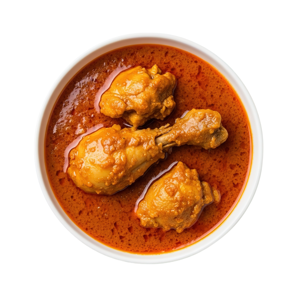 Delicious chicken curry served in a white bowl a savory indian dish isolated on transparent background png