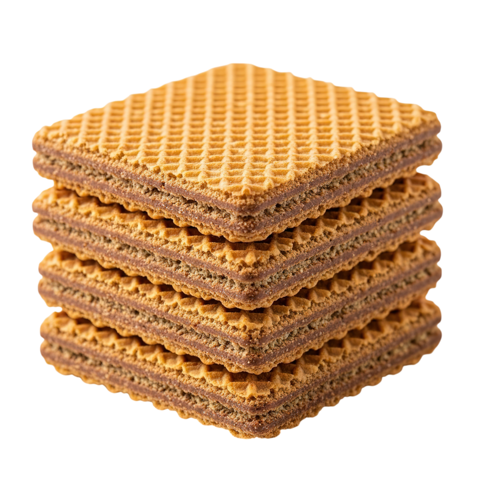 A stack of delicious chocolate filled wafer cookies isolated on a transparent background for easy use isolated on transparent background png