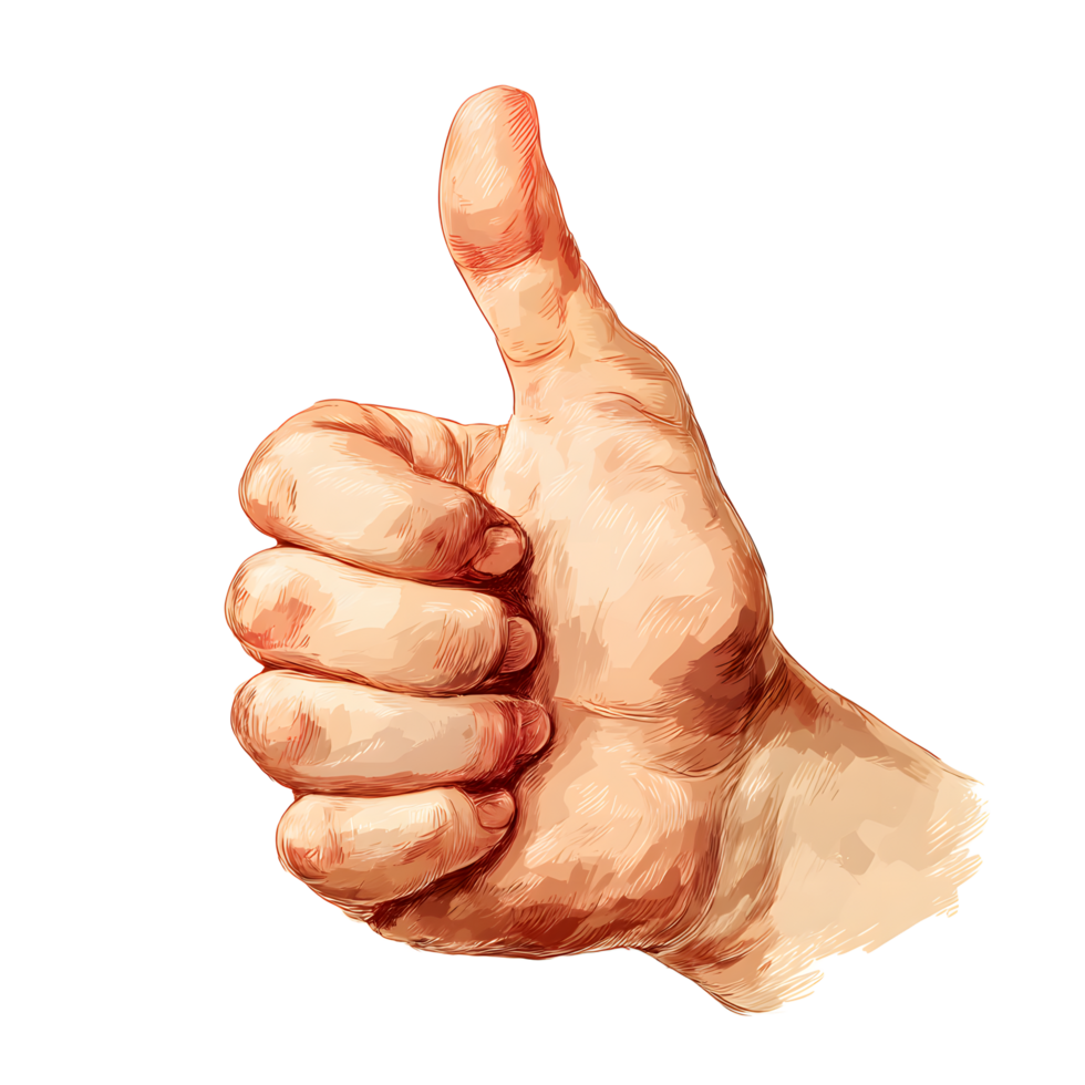 Realistic human hand giving a thumbs up gesture isolated on transparent background png