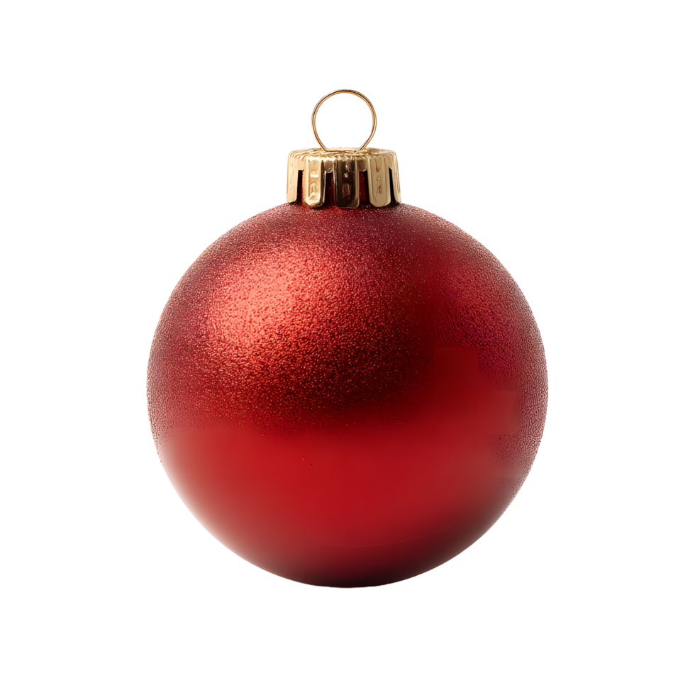 Shiny red christmas ornament with gold cap and loop isolated on transparent background png