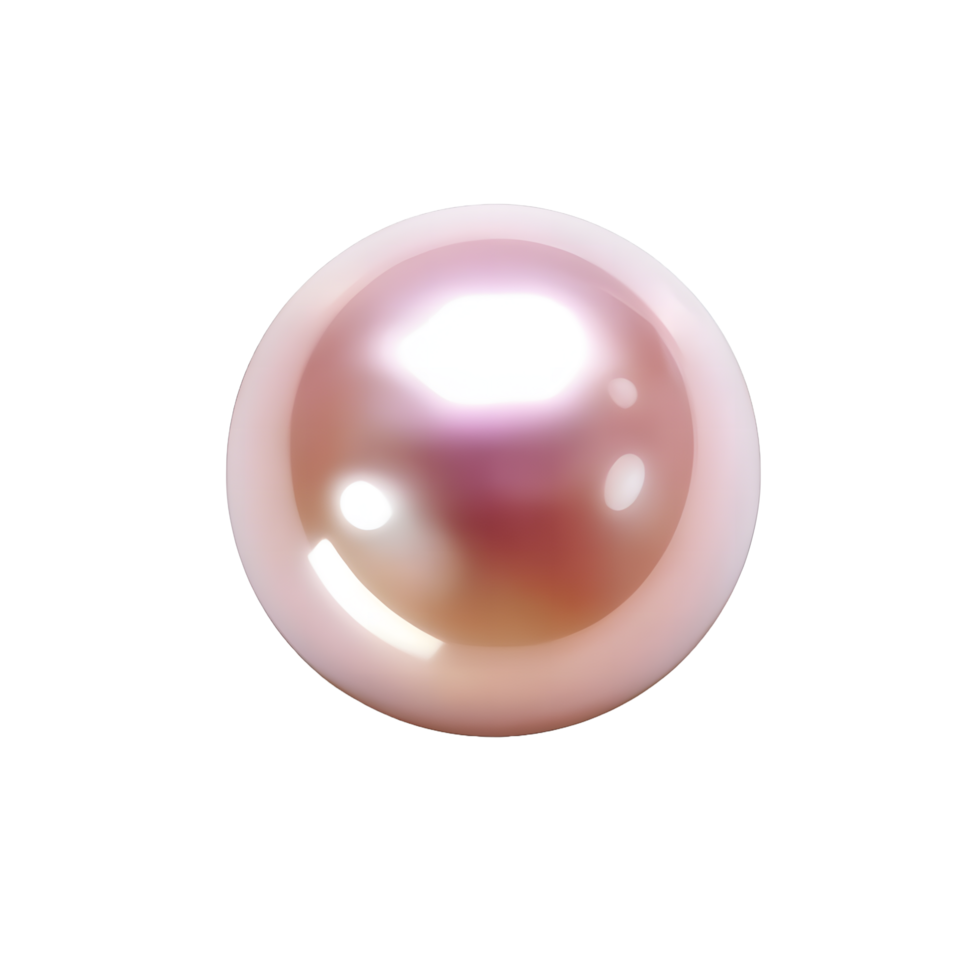 A single lustrous pink pearl with subtle iridescent highlights isolated on transparent background png