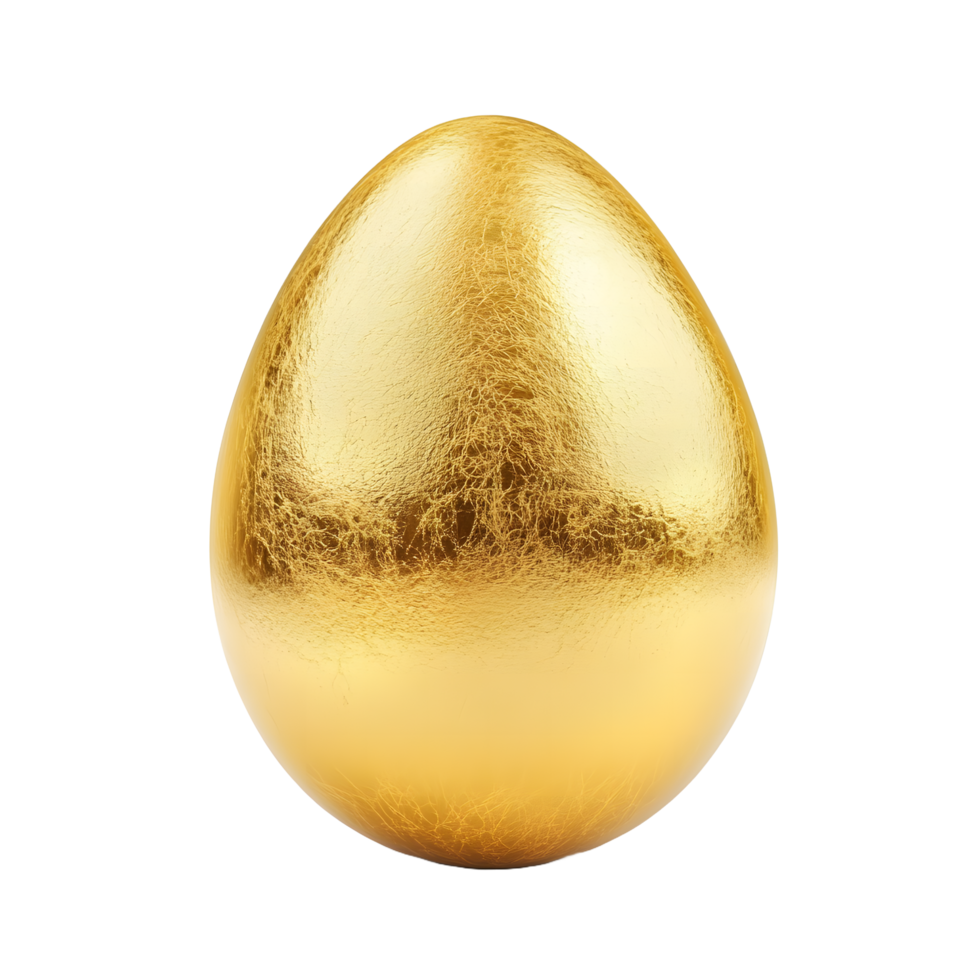 Golden egg with textured surface and sparkling particles isolated on transparent background png