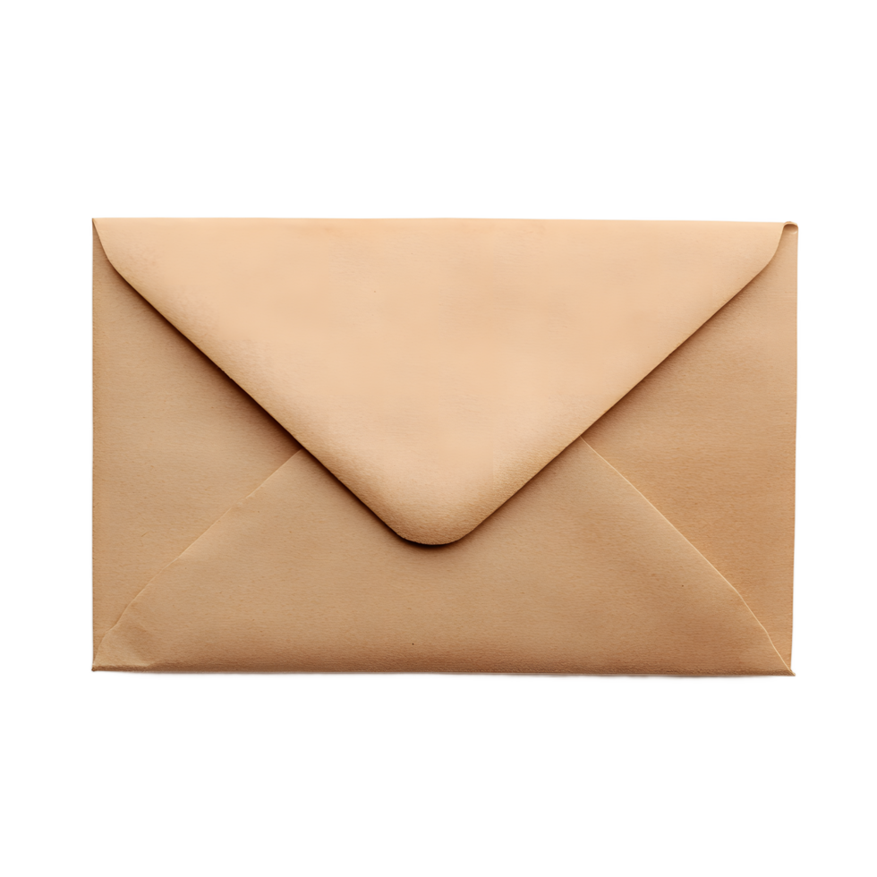 A single brown paper envelope with a sealed flap isolated on transparent background png