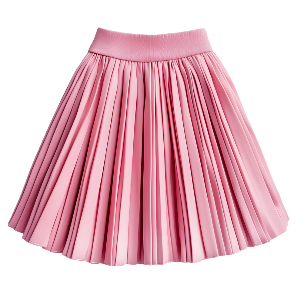 A stylish pink pleated skirt with a textured waistband isolated on transparent background png