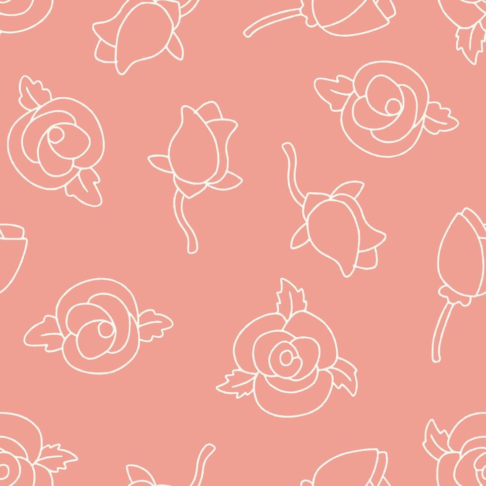 Outline Rose Seamless Pattern Background for Surface Print Fabric Fashion Wrapping vector