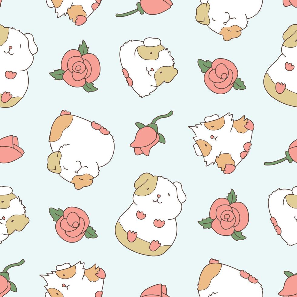 Seamless Pattern of Guinea Pig Rose Background for Fashion Wrapping Print Fabric Surface vector