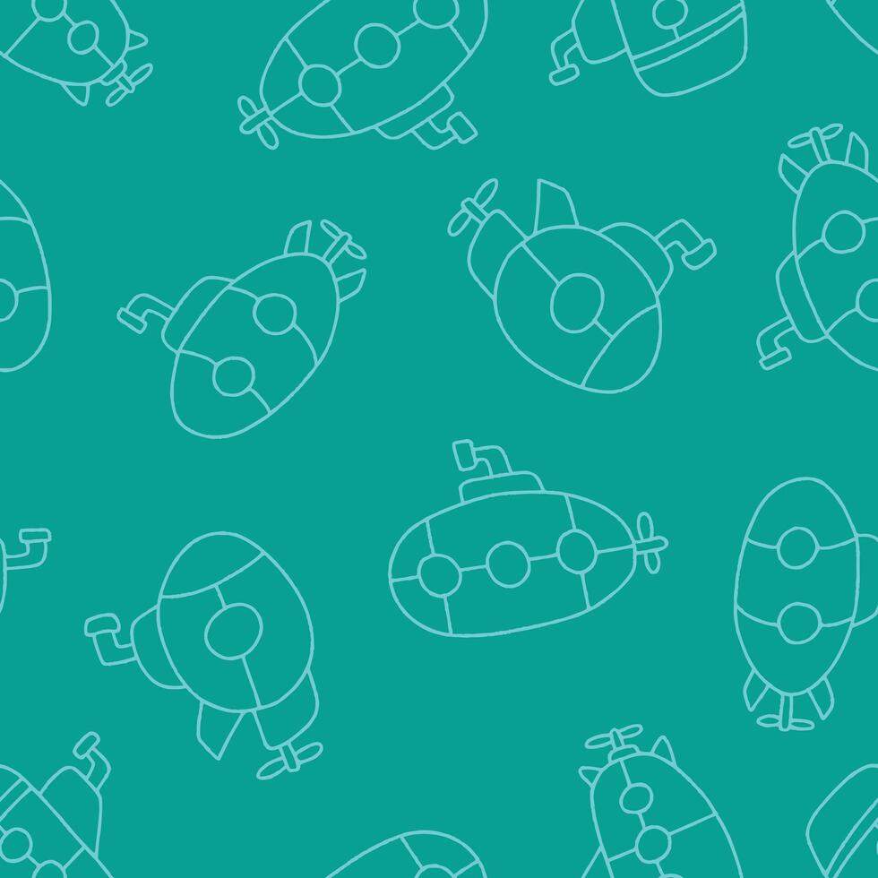 Outline Submarine Pattern Repeat Seamless for Wallpaper Background Cover Packaging vector