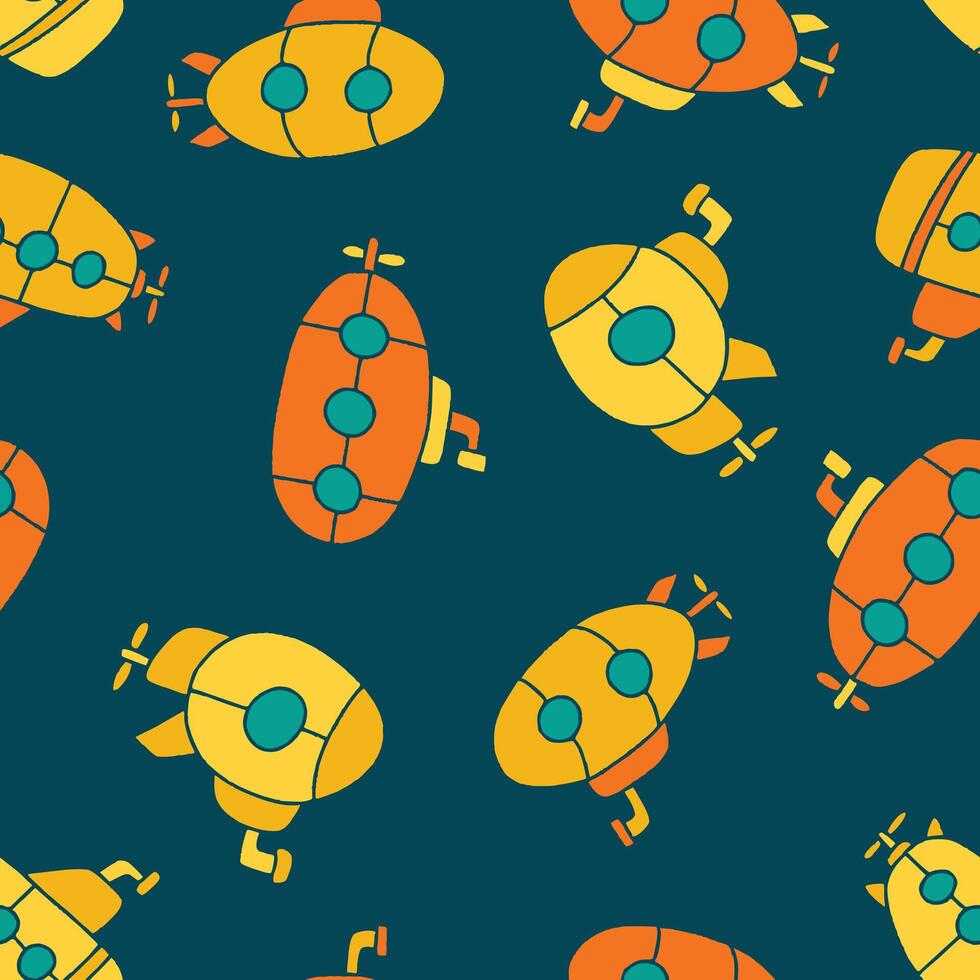 Submarine Pattern Repeat Seamless for Wallpaper Background Cover Packaging vector