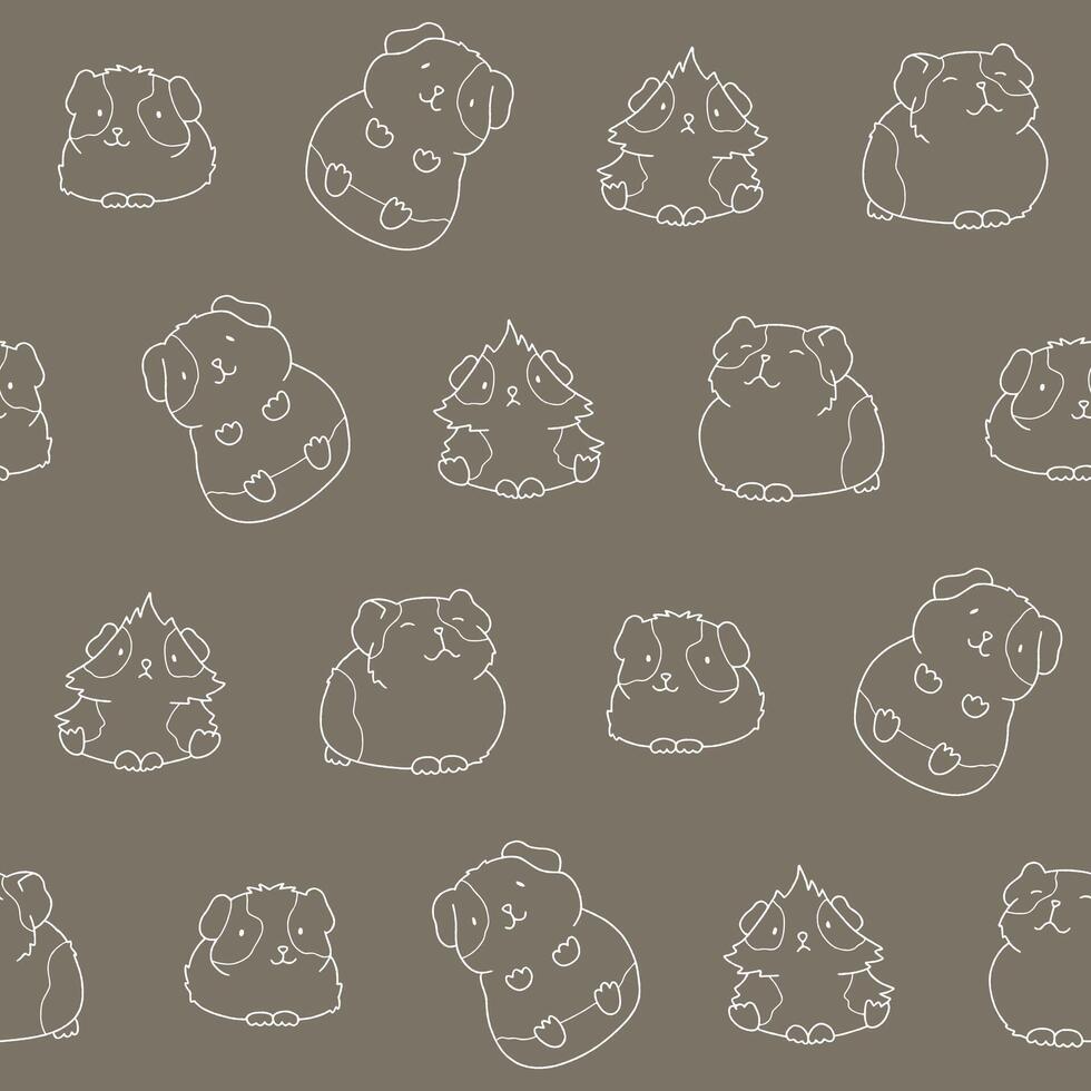 Outline Guinea Pig Seamless Pattern Background for Print Fabric Surface Fashion Wrapping vector
