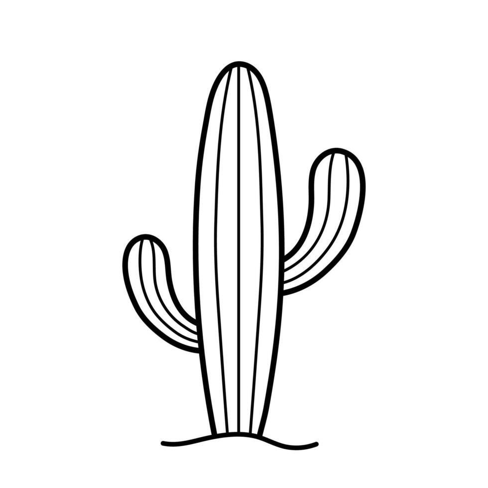 Cactus in doodle sketch style. Hand drawn isolated illustration. vector