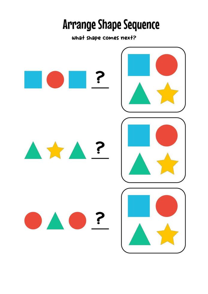 Fun shape pattern activity for kids to boost focus and logical thinking vector