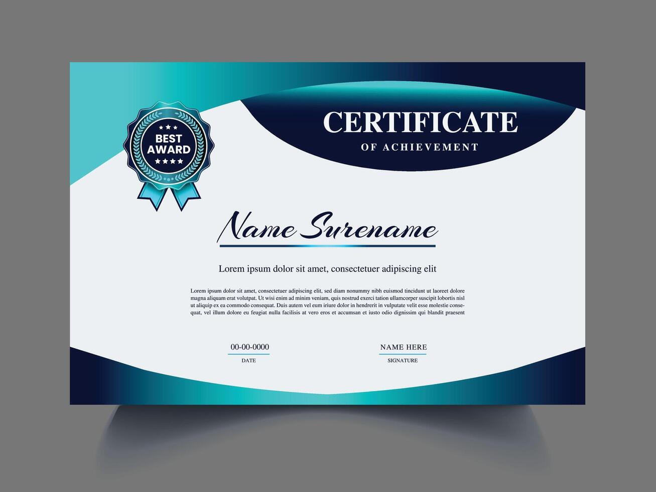 blue certificate design concept vector