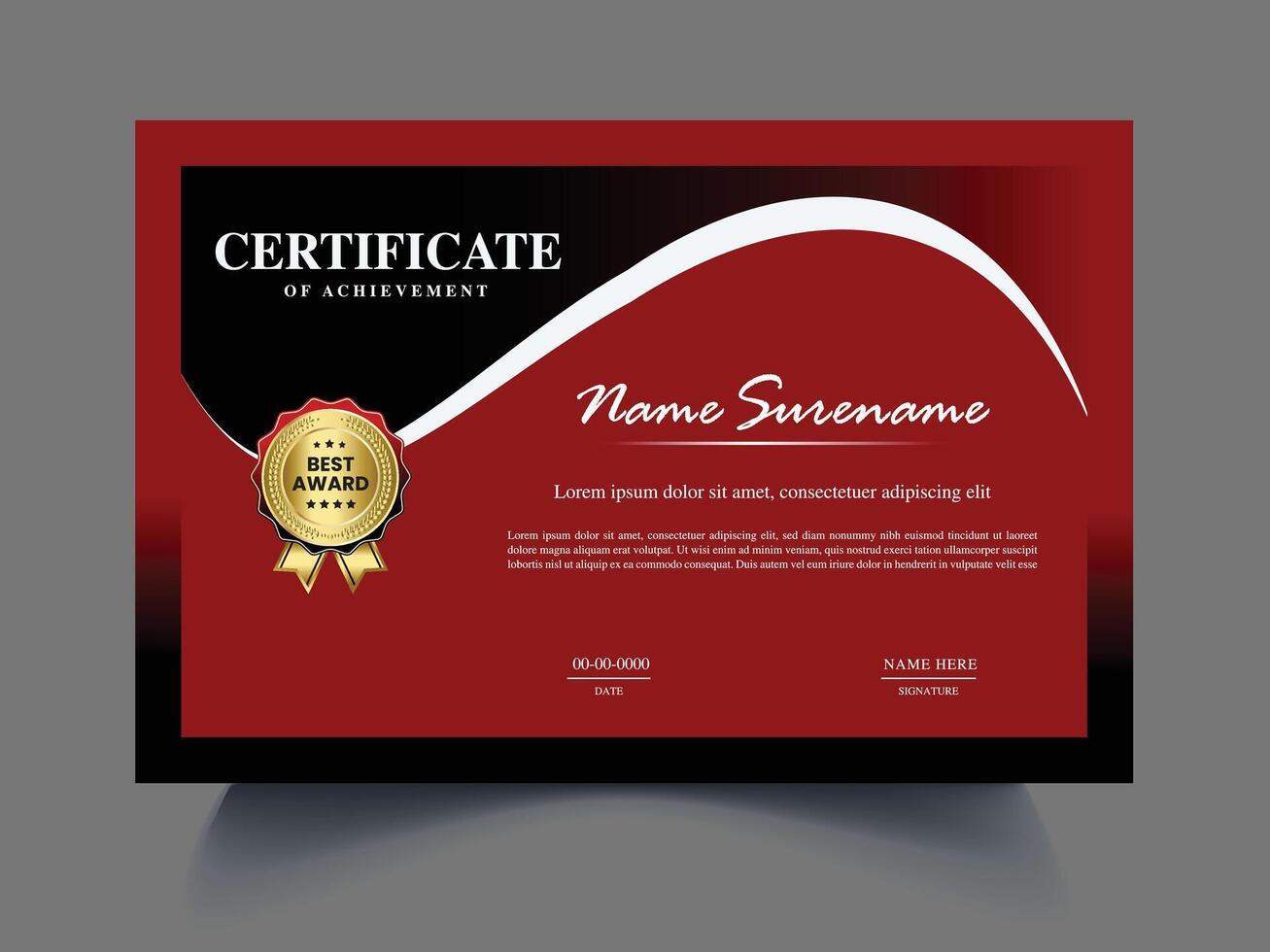 red black certificate design vector