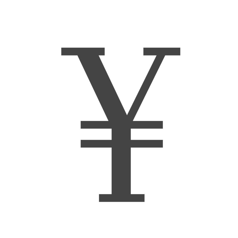 Set of Japanese yen or Chinese yuan Currency Symbol. Outline and Black White Icons vector