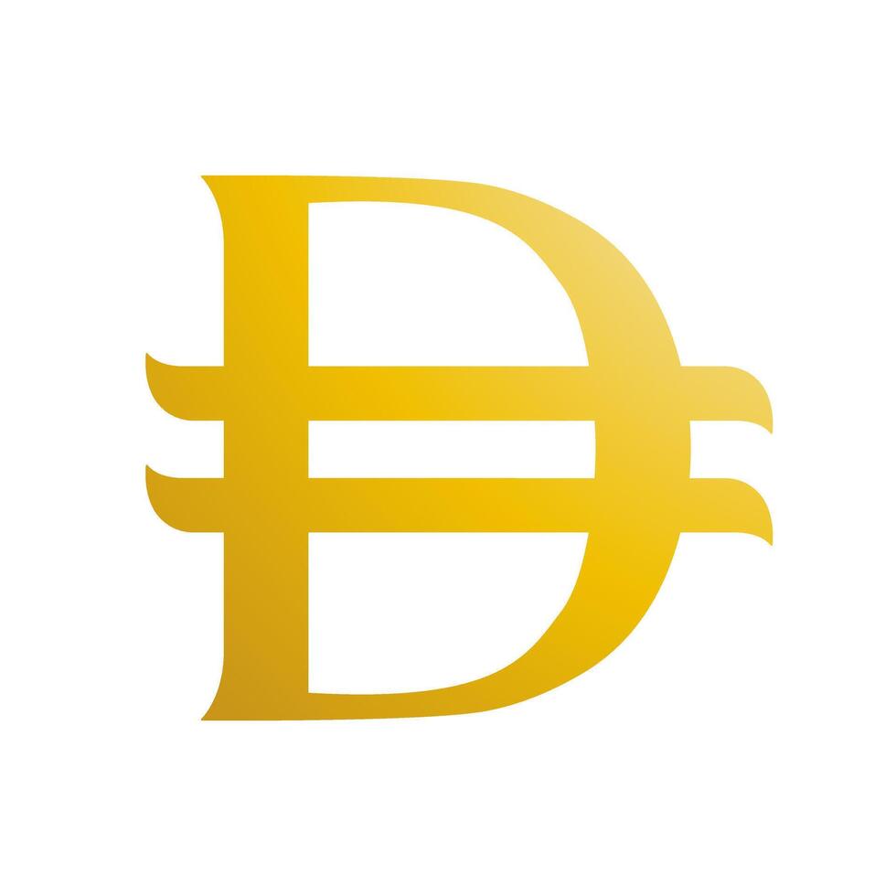 UAE dirham is the monetary unit of the United Arab Emirates. Golden currency symbol vector