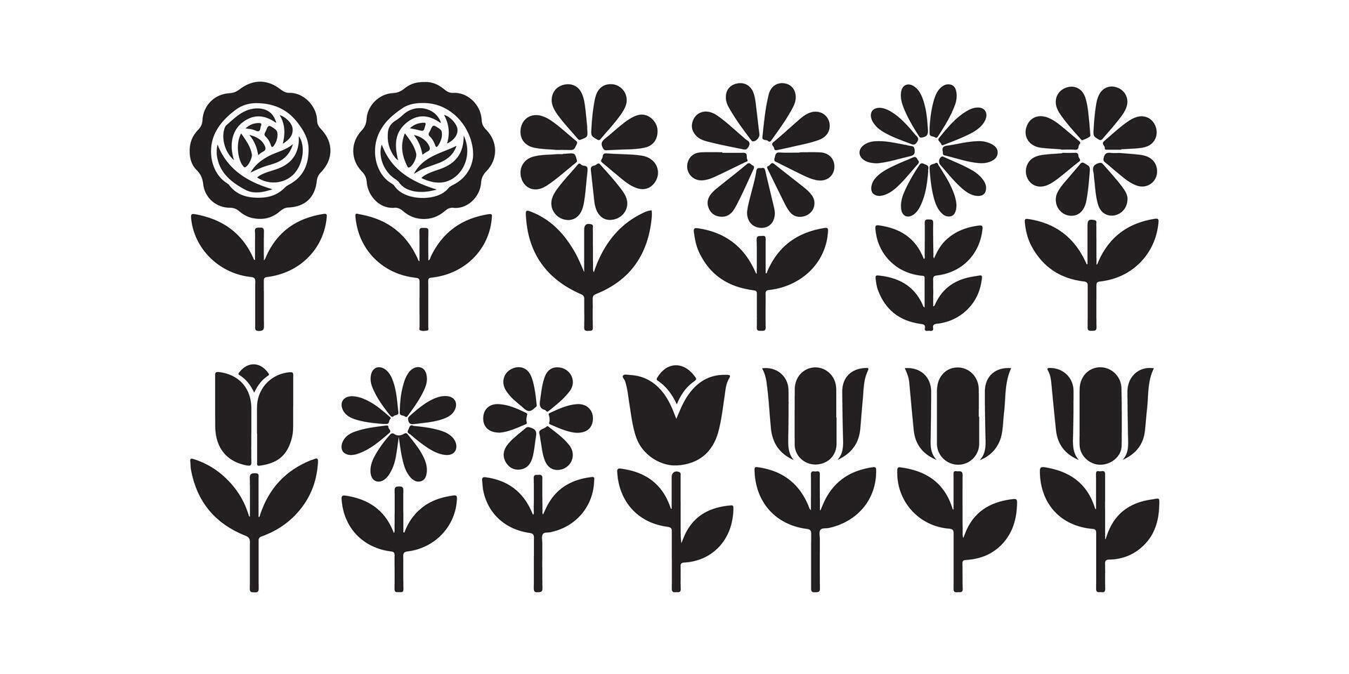Floral Symbol Set for Botanical and Nature-Based Content vector