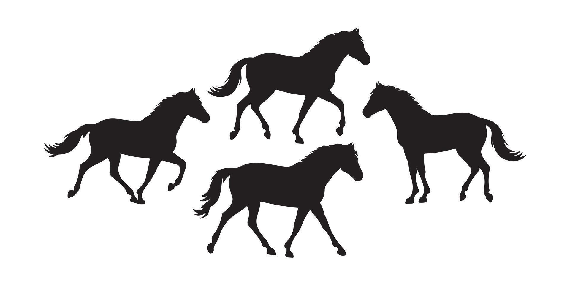 Silhouettes of Horses Galloping in Motion vector