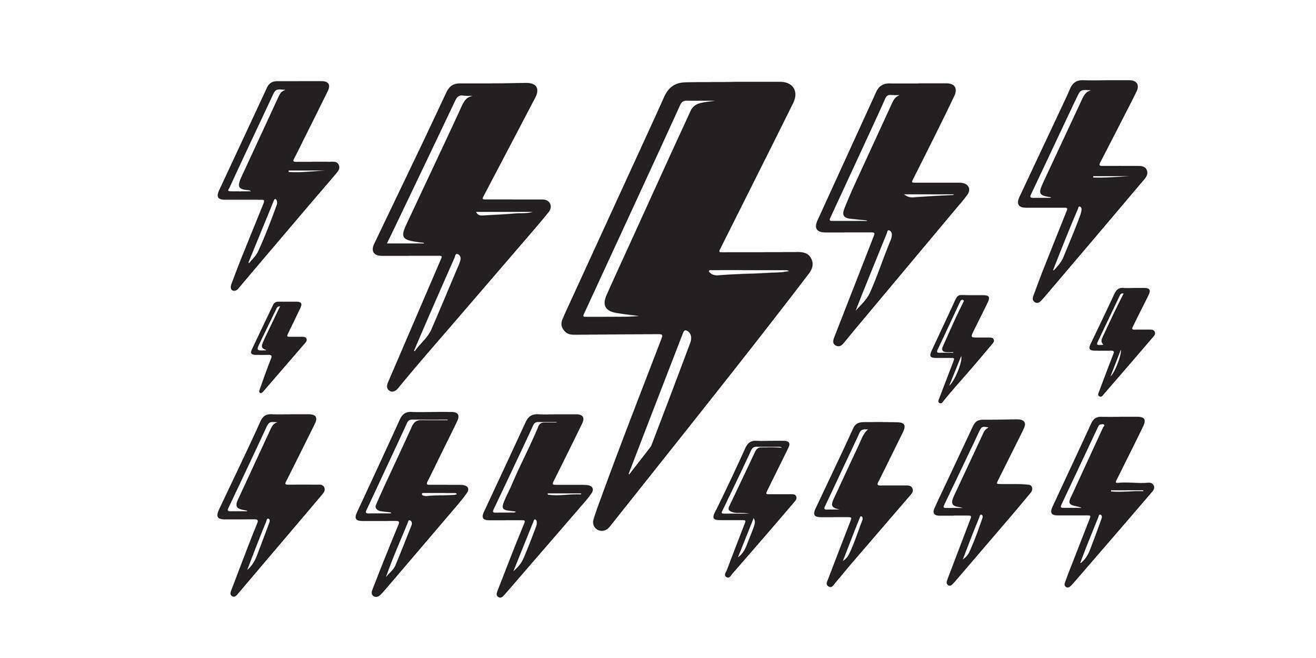 Lightning Symbols for Power, Energy, and Electrical Themes vector