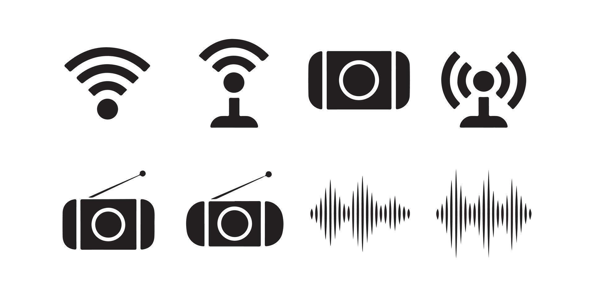 Technology Symbols for Signal, Streaming, and Media Use vector