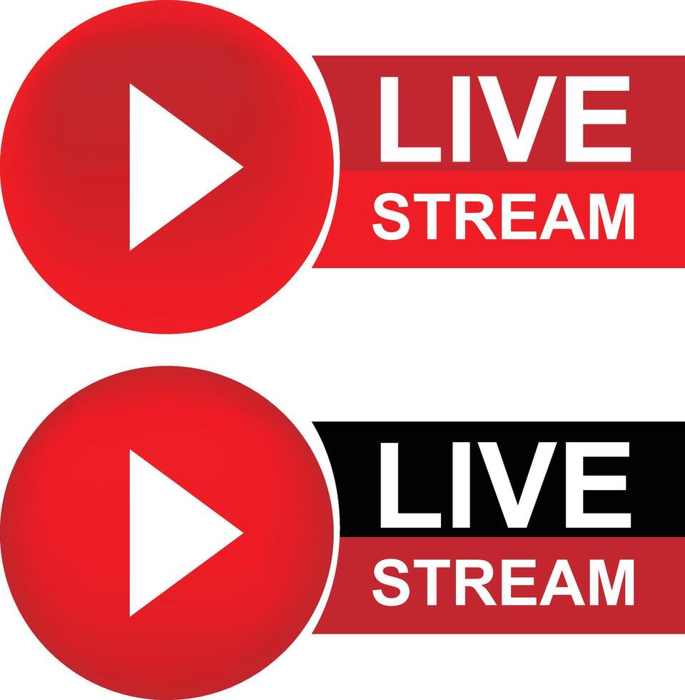 Live Stream Icons for Broadcasting and Online Media Platforms vector